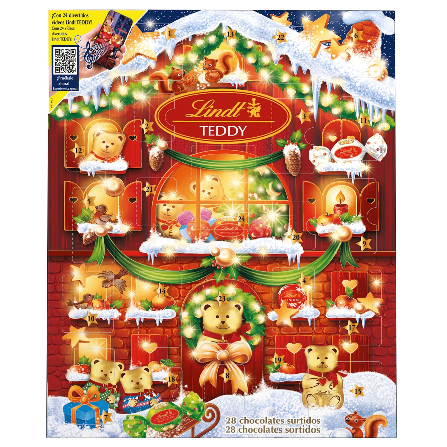 Calendário do Advento de Chocolate Lindt Teddy 170g