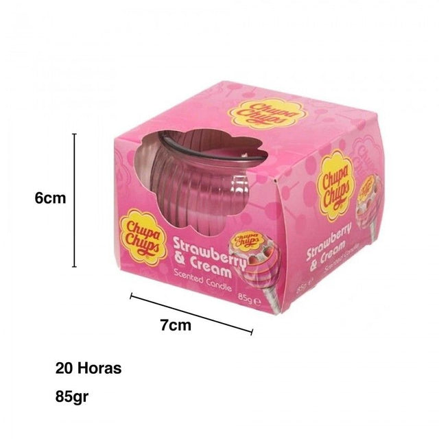 Vela Vidro Chupa Chups 20 Horas 85gr Strawberry and cream